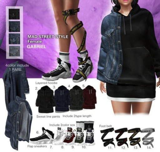 1.::GB:: Jeans jacket one shoulder (maitreya) RARE