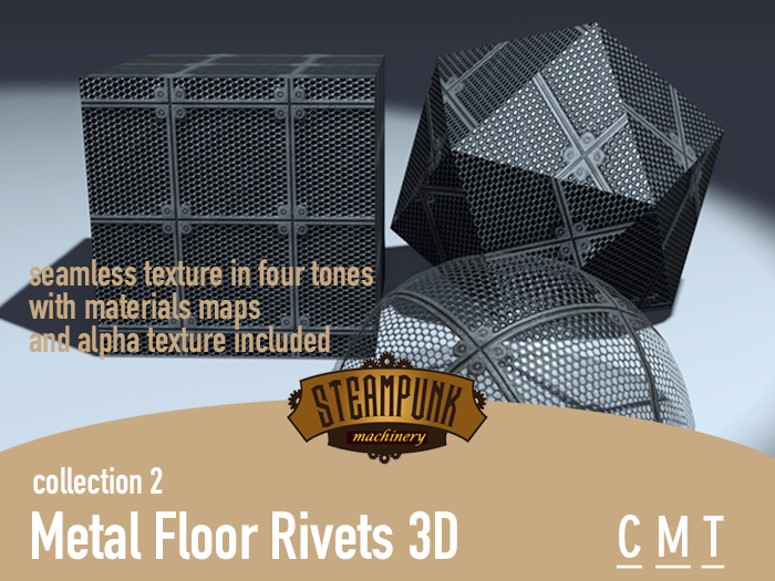 Second Life Marketplace - Steampunk Machinery - Metal Floor Rivets 3D ...