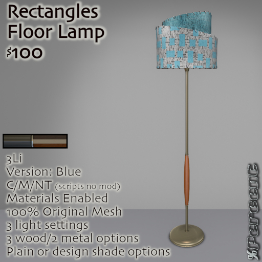 % Rectangle Floor Lamp (blue) *MESH*