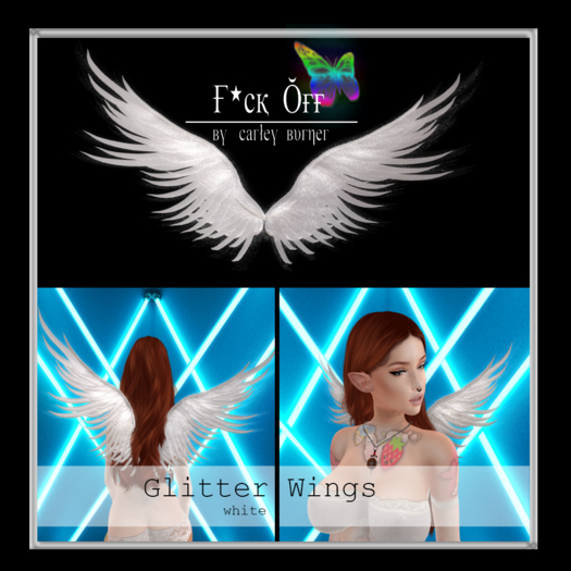 F*CK OFF: Glitter Wings - white -