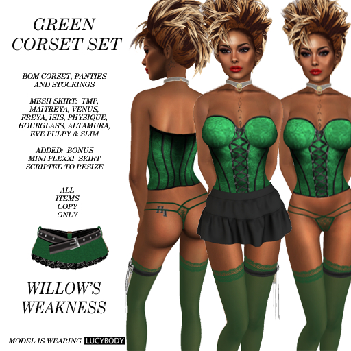 GREEN CORSET SET