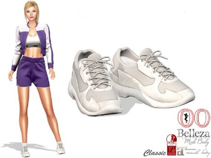 White sports mesh sneakers for Belleza, Maitreya, Slink, Ocacin, Voluptuous and Classic..
