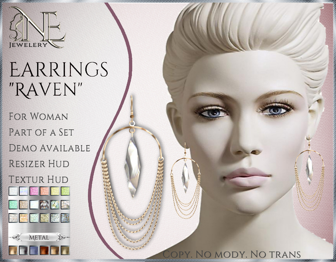 !! NE! Earrings fem "Raven"  (DEMO)