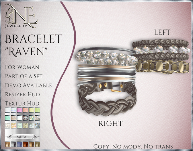 !! NE! Bracelet fem "Raven"  