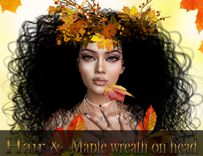 InStyle -Autumn wreath on head & Black hair