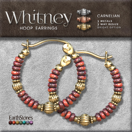 EarthStones Whitney Hoop Earrings ~ Carnelian