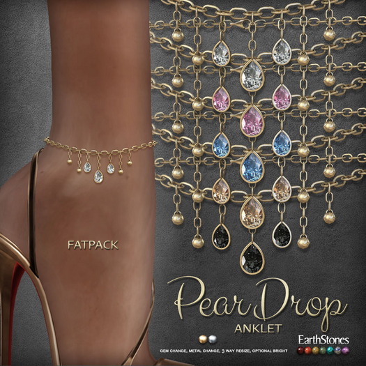 EarthStones Pear Drop Anklet ~ Fatpack
