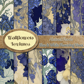 *Wallflowers* Abstract Floral - Blue & White Flowering Vines