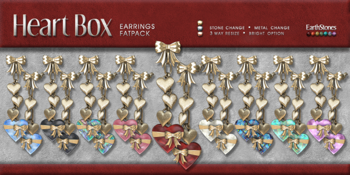 EarthStones Heart Box Earrings ~ Fatpack