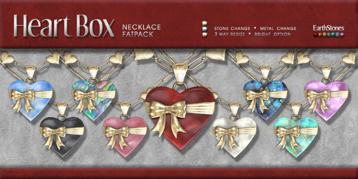 EarthStones Heart Box Necklace ~ Fatpack