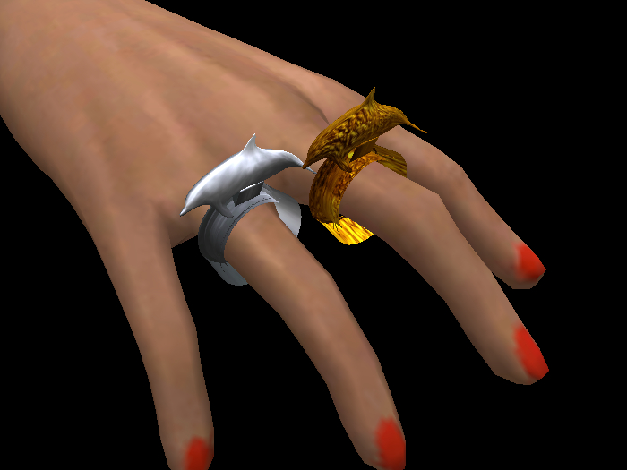 Sculpty Dolphin Ring Gold & Silver