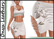 White Leather Hibiscus Dress