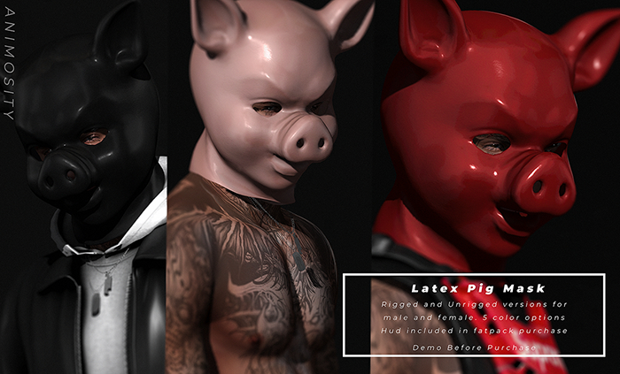 Animosity - Latex Pig Mask - Flesh