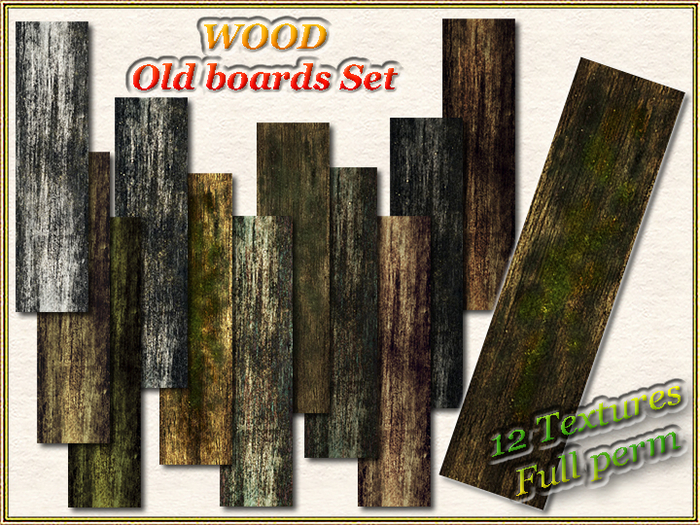 WOOD - Old boards - Textures Set (12 Textures) (Full perm)