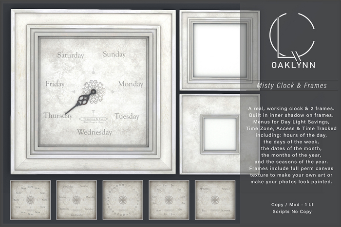 Oaklynn Misty Clock & Frames