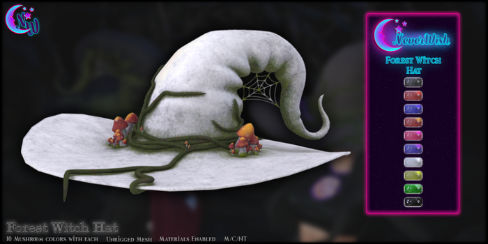 *NeverWish* Forest Witch Hat - White