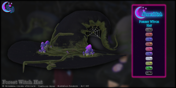 *NeverWish* Forest Witch Hat - Black