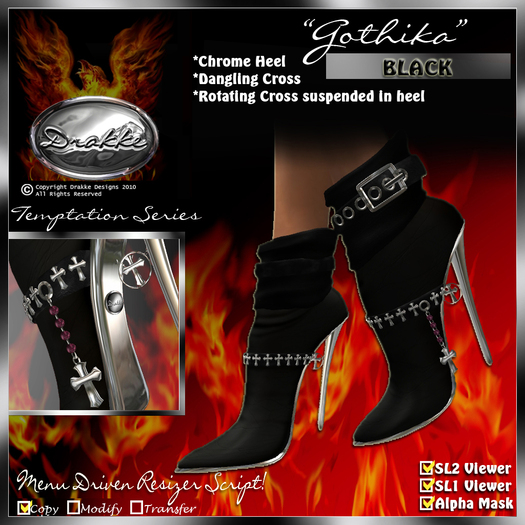 !Drakke! "Gothika" Ankle Boots (Black)