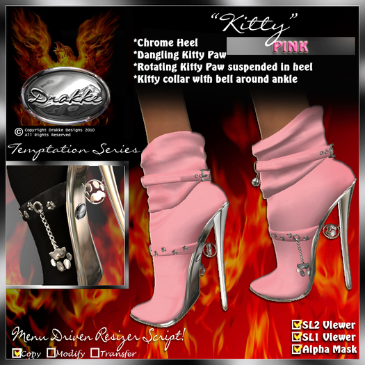 !Drakke! "Kitty" Ankle Boots (Pink)
