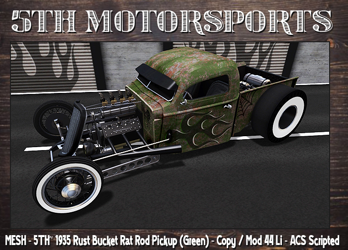 5TH~ 1935 Rust Bucket Rat Rod Pickup (Green)