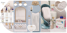 Dahlia - Fresh - Bathroom set, FATPACK, Vanity, Soap Dish, Hand Towel, Mirror, Beauty Products, Vanity Light, Bath Mat