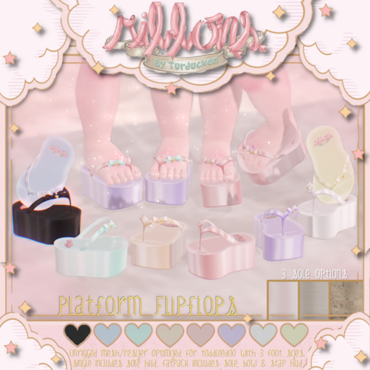 {Ribbons} Platform Flipflops - Pink {Box}