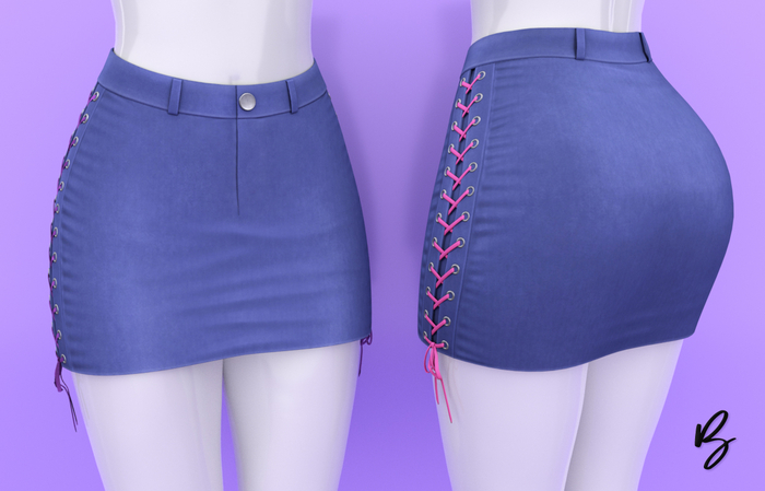 Laced Skirt (Medium Blue)