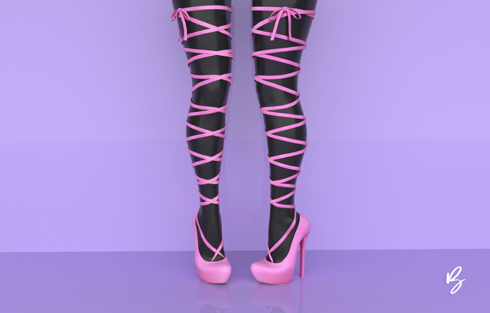 Ribbon Heels (Powder Pink)