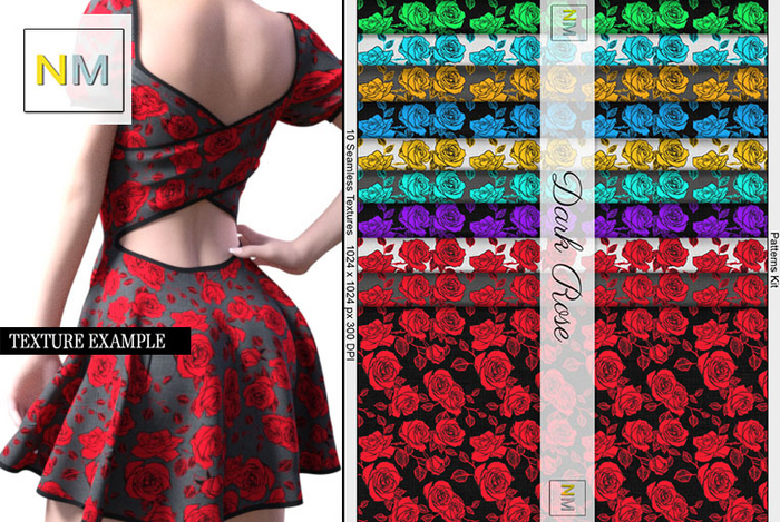 Dark Rose Patterns Kit 10 Seamless Textures NM