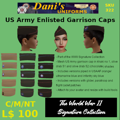 US Army Enlisted Garrison Caps