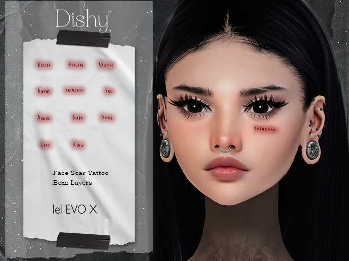 -DiShy- Face Scar Tattoo (Lel Evo X -Bom- Tintable) Gift