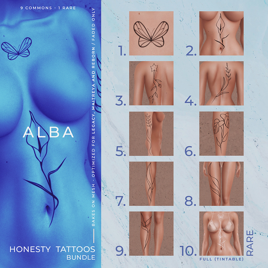 ALBA - Honesty Tattoos Bundle - Full Pack
