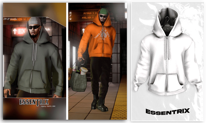 -ESSENTRIX-. Zip-UP (Plain White)