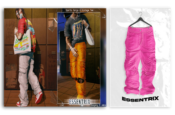 -ESSENTRIX-. Baggy Sports Cargos (Light Pink)