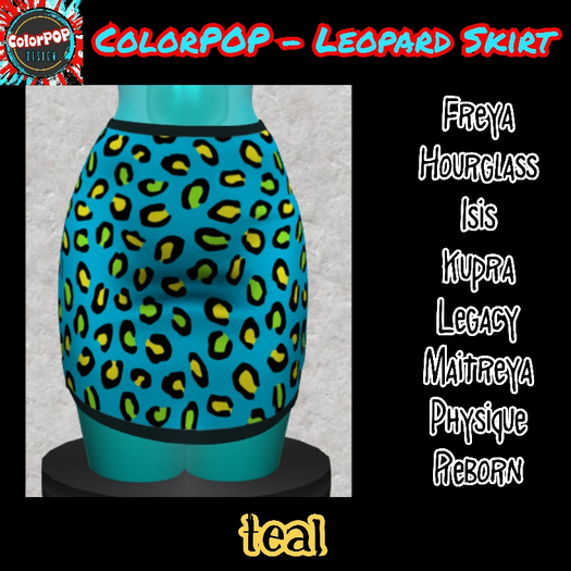 ColorPOP - Leopard Skirt - Teal