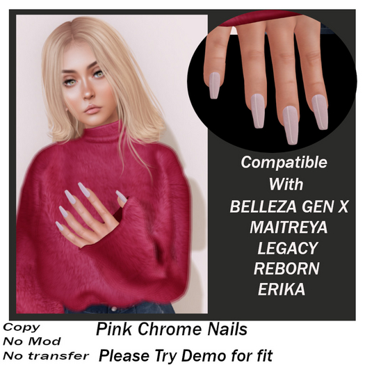 [ReM] Pink Chrome Nails