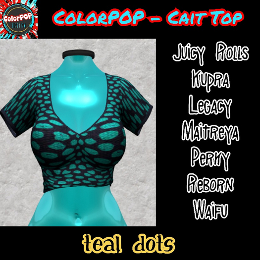 ColorPOP - Cait Top - Teal Dots