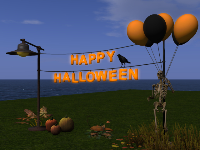 Happy Halloween Vintage Sign w/skeleton