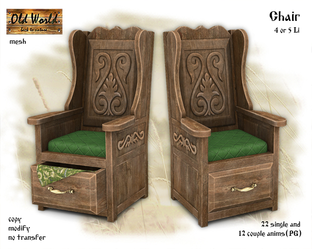 Medieval chair - green - Old World - Rustic Furniture