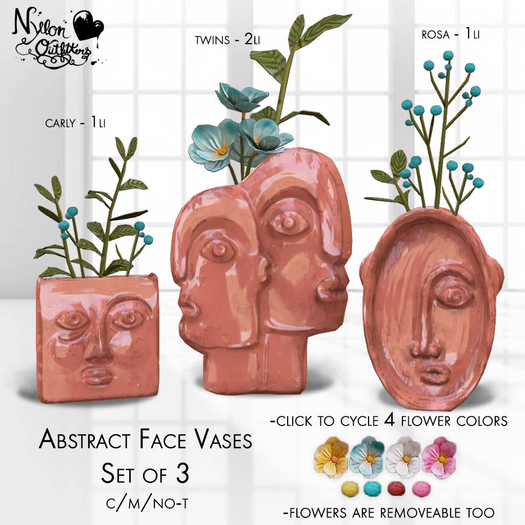 (NO) Abstract Face Vases - Blush