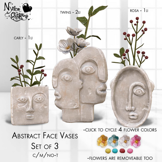 (NO) Abstract Face Vases - Chipped Ceramic