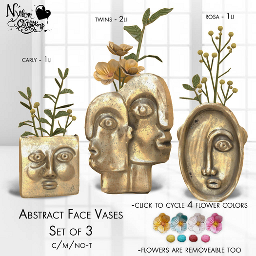 (NO) Abstract Face Vases - Gold