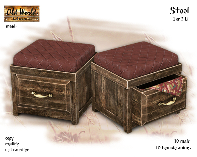 Medieval stool - brown - Old World - Rustic Furniture