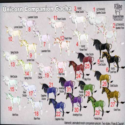 6 *E* RHR Companion Flora Unicorn Coal RARE