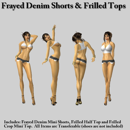 (NYF) - Frayed Denim Shorts & Frilled Tops - Black