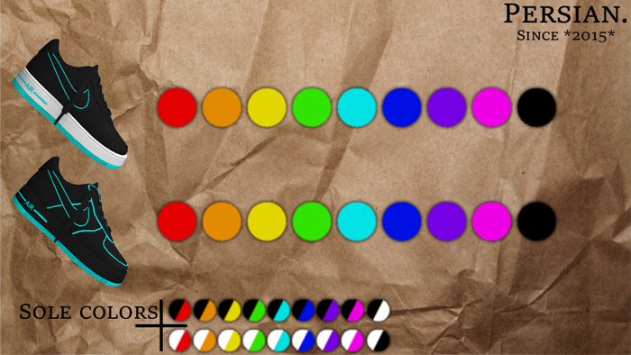 Persian. Outlined AF1 (Black) w/Hud