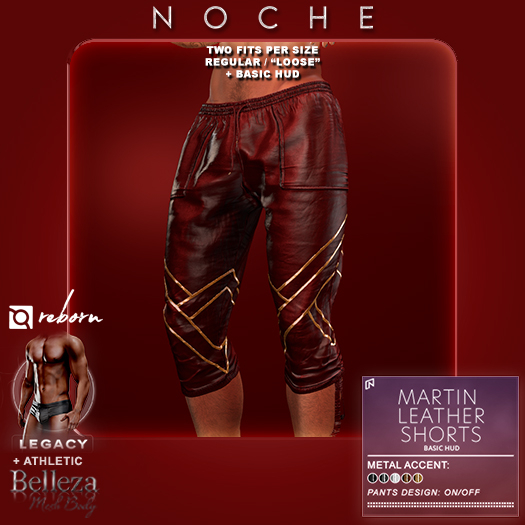 Noche. Martin Leather Shorts Red