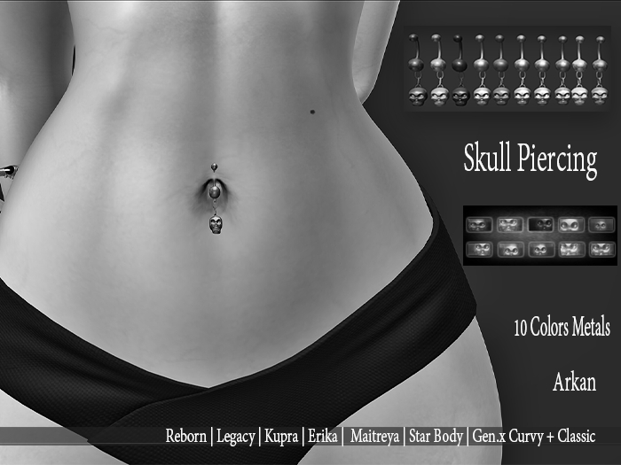..::Arkan::. Skull Piercing Belly + Fitmesh DEMO