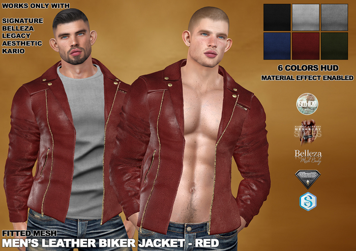 RGDW - Leather biker Jacket  - Red