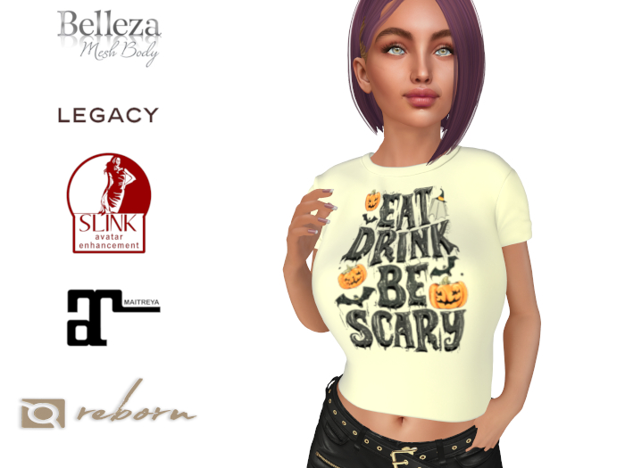 Eat Drink Be Scarry Belly Tee 